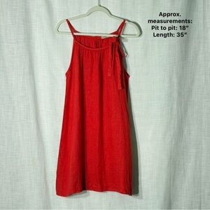 Lungo L’Arno Red Linen Sleeveless Shift Dress Made in Italy Size M
